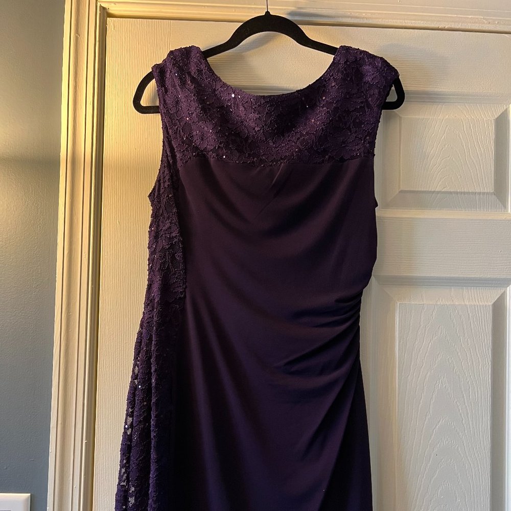 Purple w/ Sequins Lace Cocktail Dress - 10